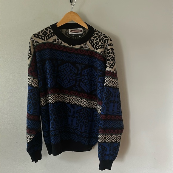 Pull Vintage Edelweiss Pour Ski - Taille XL - Laine/acrylique - Couleur Rouge/orange - Occasion